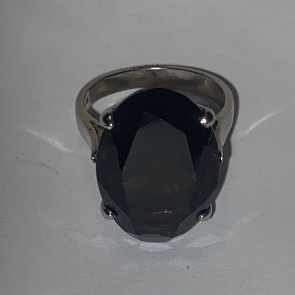 Vintage Silver Brown Gemstone Ring - image 4